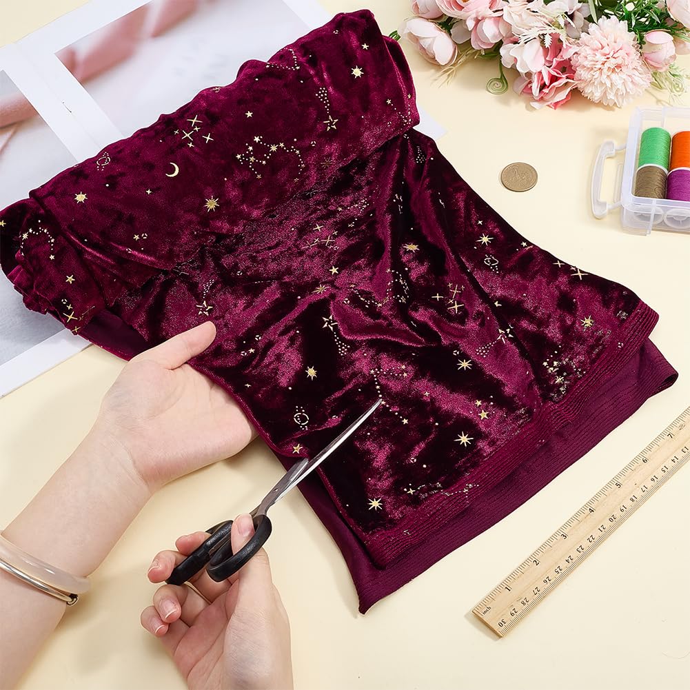 BENECREAT tissu velours stretch lune rouge foncé 1m