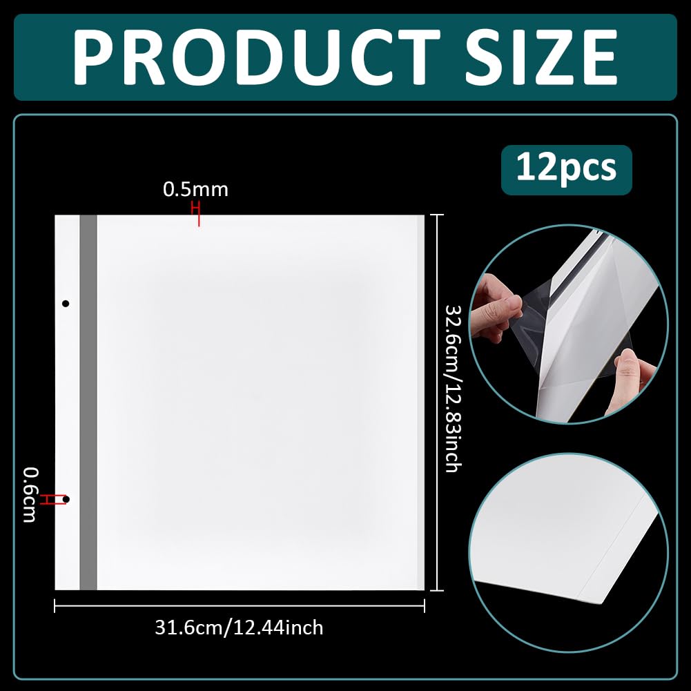 BENECREAT Pages Album Photo Autocollantes 12pcs Grand Format Blanc