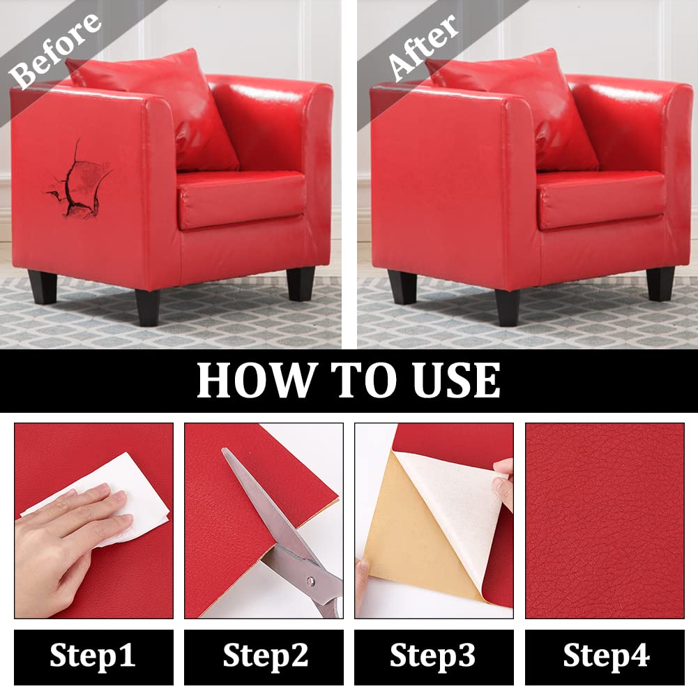 BENECREAT patch cuir synthétique autocollant rouge 60x30cm