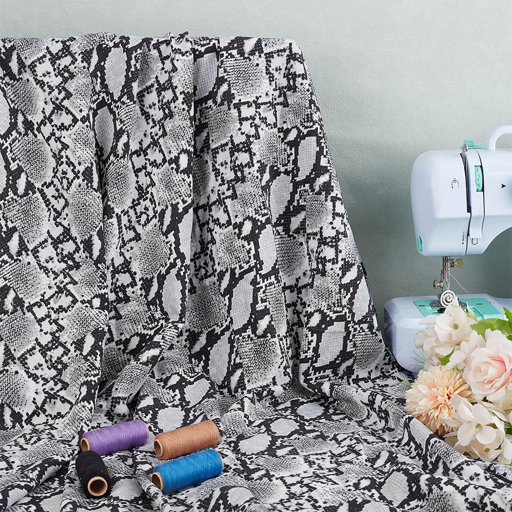 BENECREAT Tissu Peau de Serpent Noir 1,5 m x 1 m Polyester