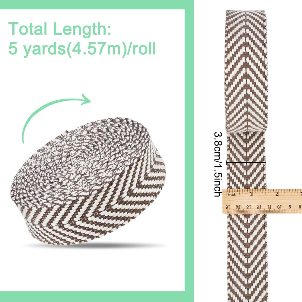 BENECREAT sangle jacquard flèche polycoton olive 38mm 4,57m