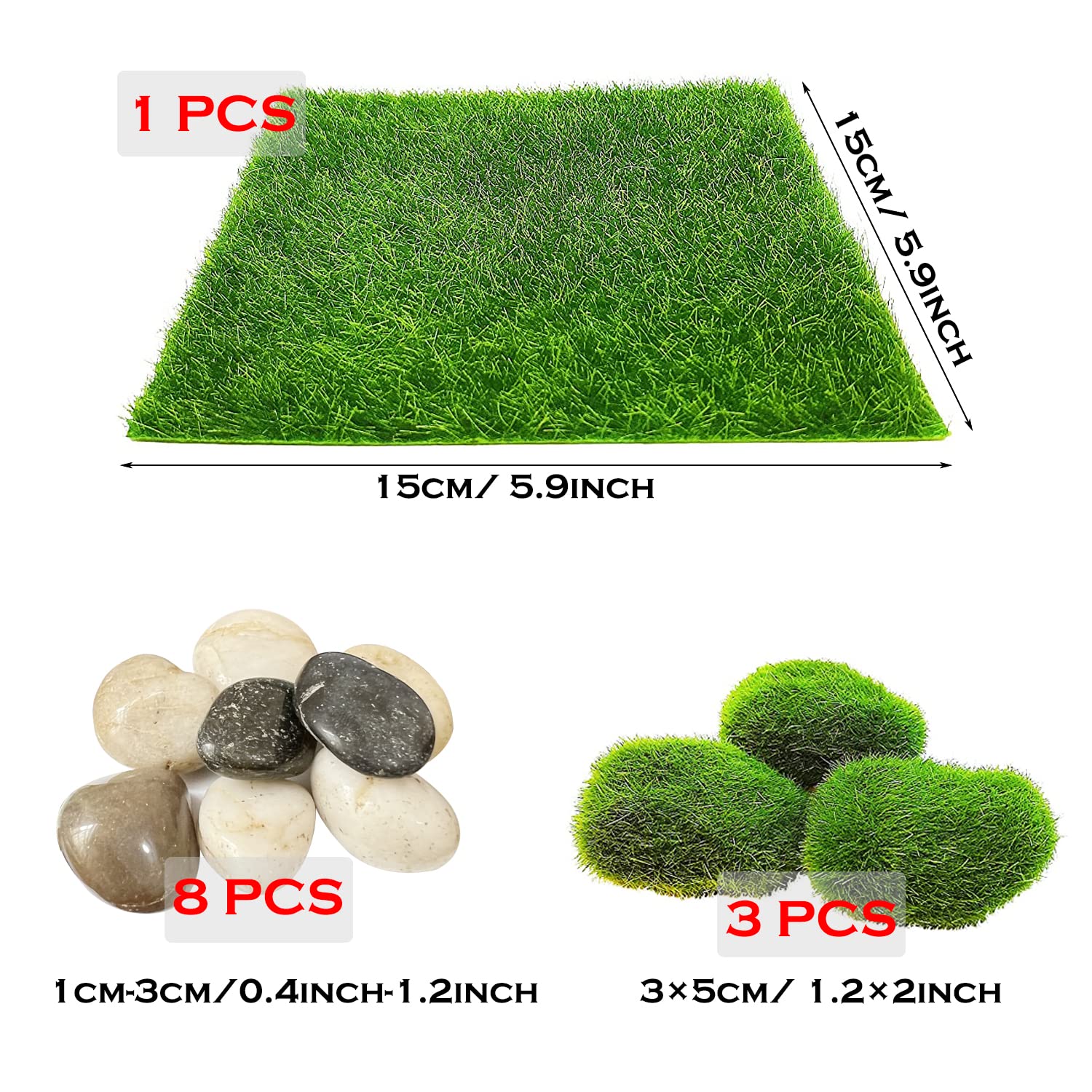 Cayway Lot 26 Accessoires Jardin Zen Miniature Vert Marron Gris