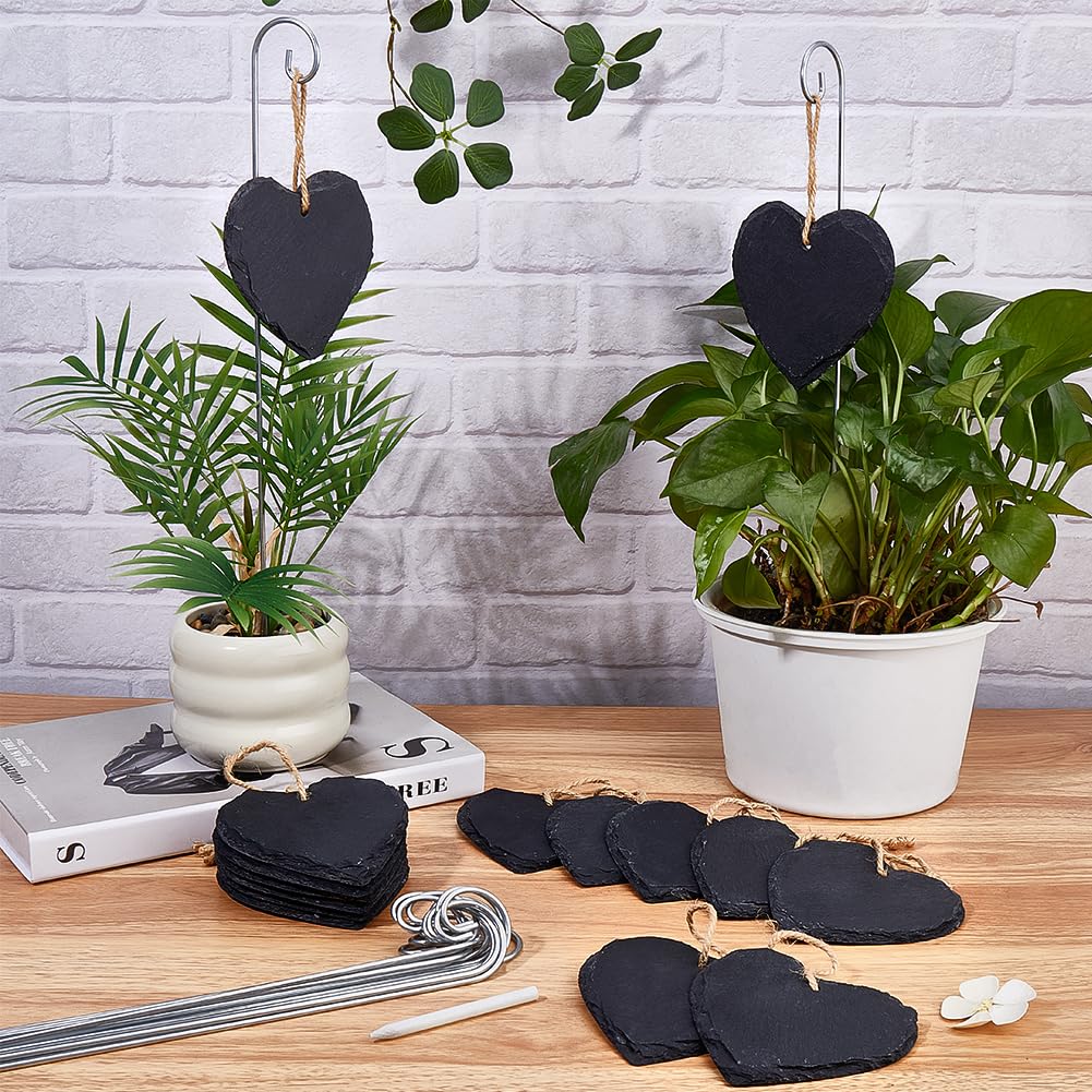 BENECREAT étiquettes plantes ardoise cœur x15 + stylo
