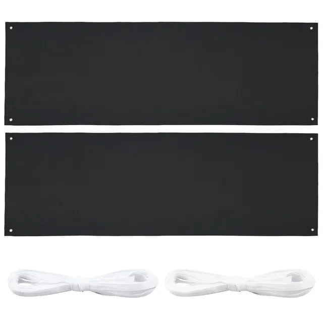 BENECREAT Banniere tissu Oxford noir 1,8x0,6m lot de 2