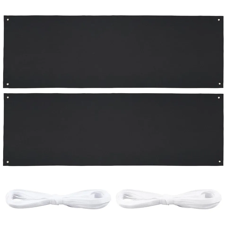 BENECREAT Banniere tissu Oxford noir 1,8x0,6m lot de 2