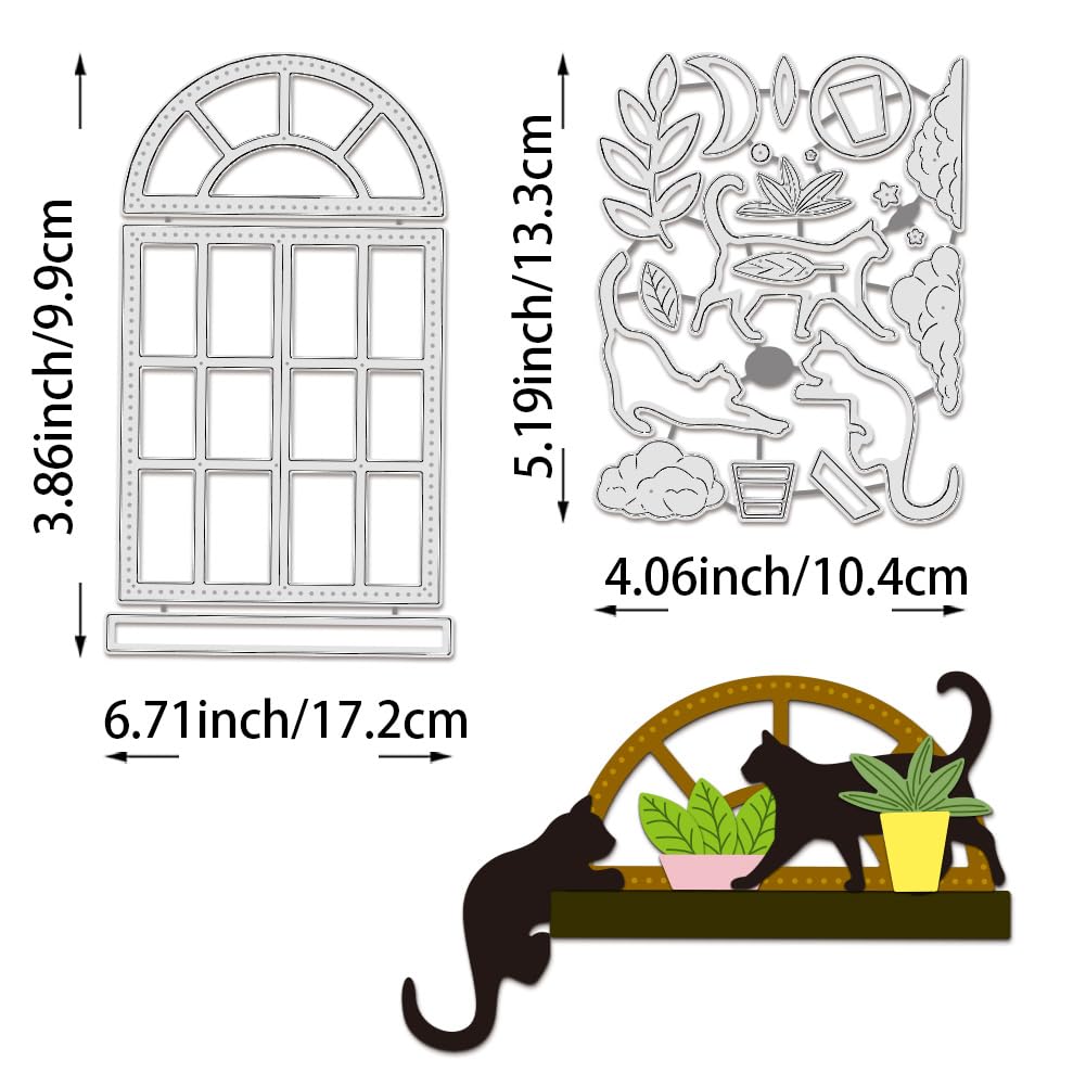 BENECREAT fenêtre chat dies scrapbooking lot de 2