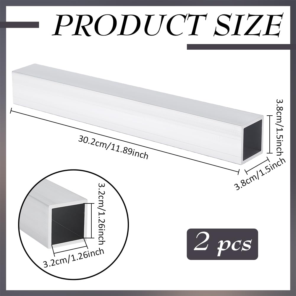 BENECREAT Tube Carré Alu 6061 30x3,8cm 2 pcs