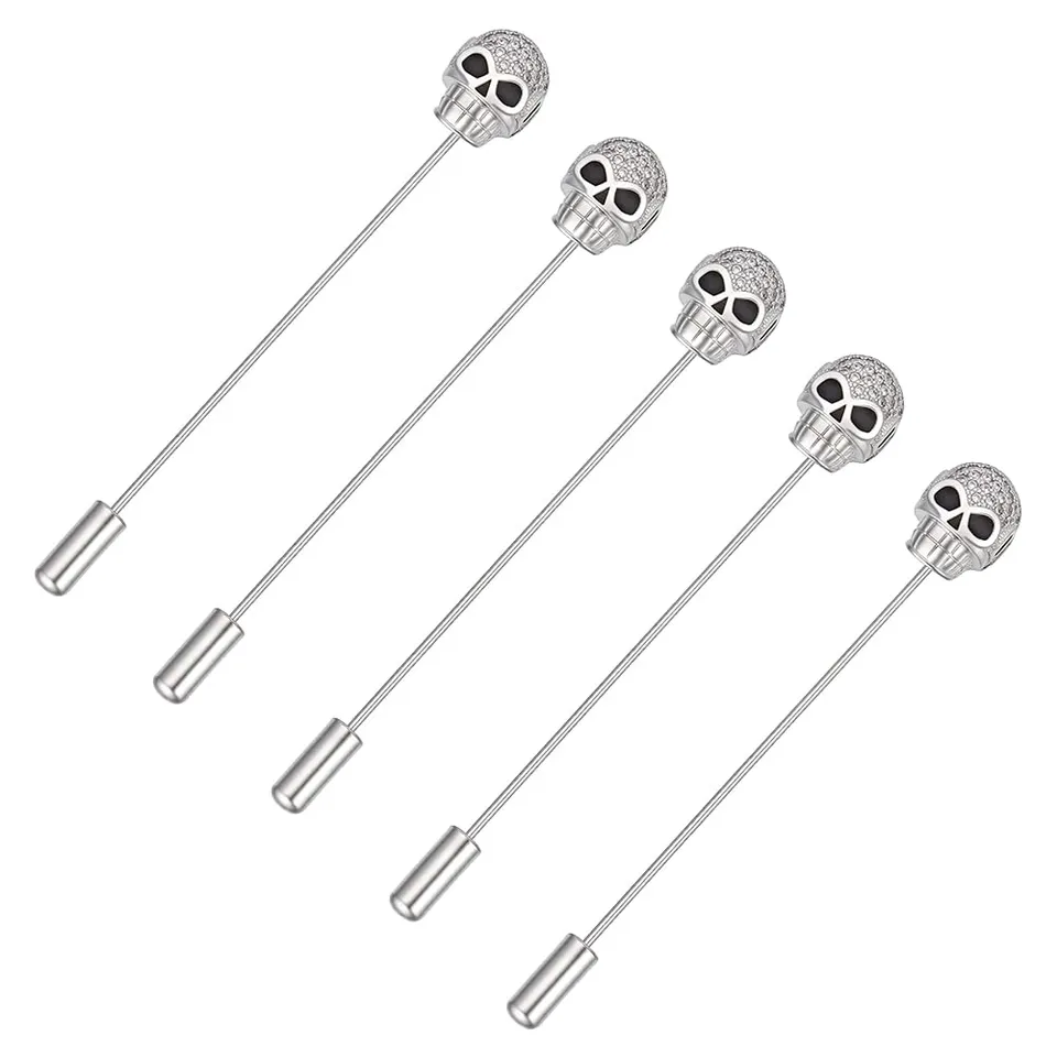 BENECREAT Broche Tête de Mort Strass Platine 75 Pièces