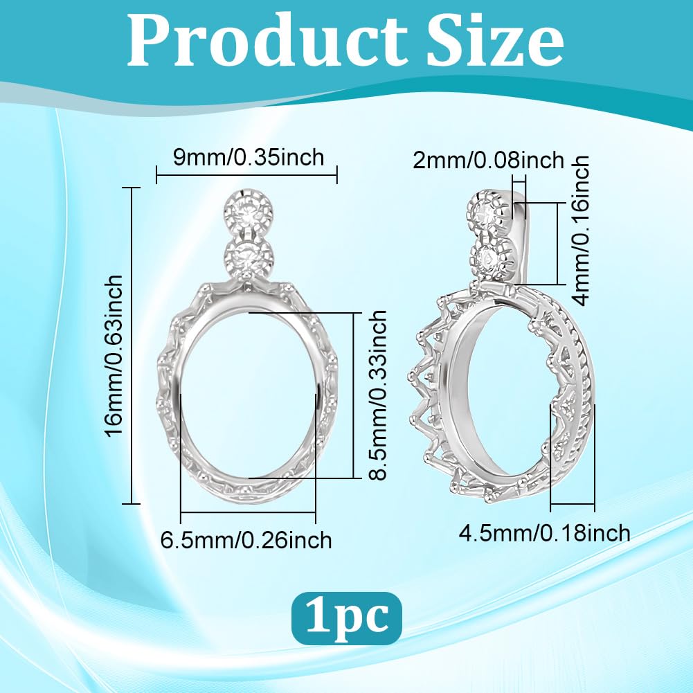 BENECREAT Pendentif Couronne Support Cabochon Ovale Argent 925