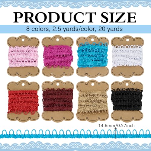 BENECREAT galon tressé élastique 8 couleurs 20 yards