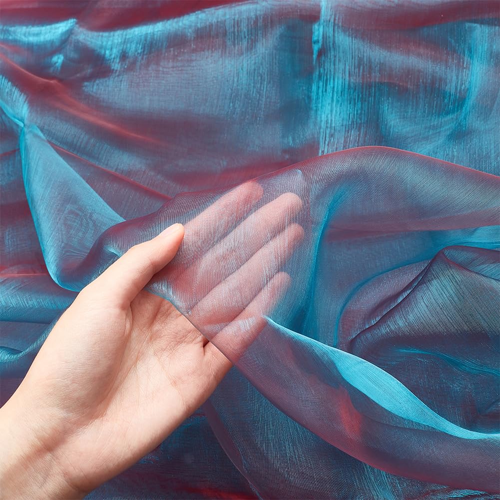 BENECREAT Tissu Organza Bicolore Bleu 3m x 150cm Léger