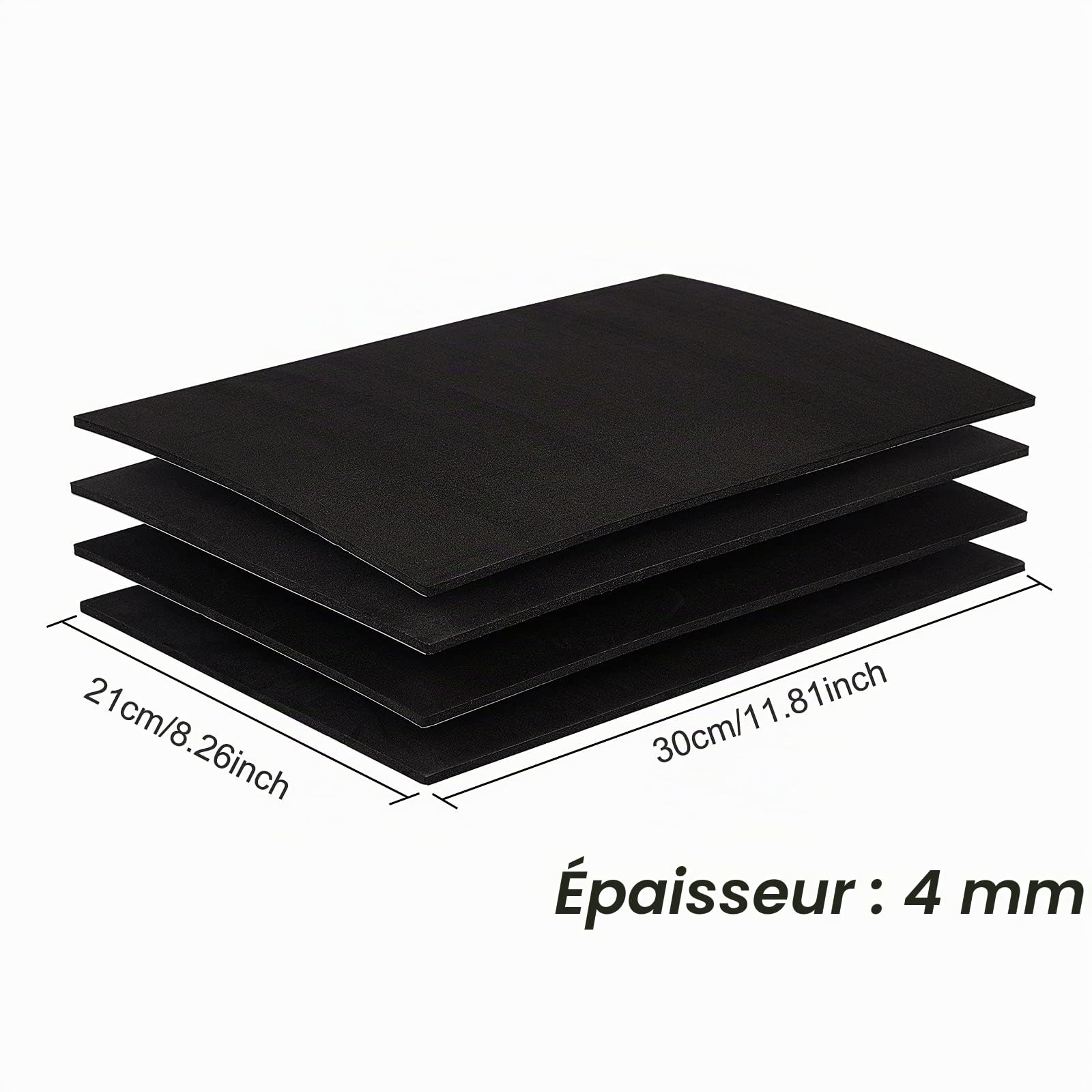 BENECREAT Feuilles Mousse EVA Noires Autocollantes 8pcs 4mm