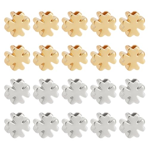 BENECREAT Perles Trèfle Plaqué Or 18K 60 Pcs 5 mm