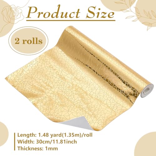 BENECREAT cuir PU effet cube or 2 rouleaux 135x30cm