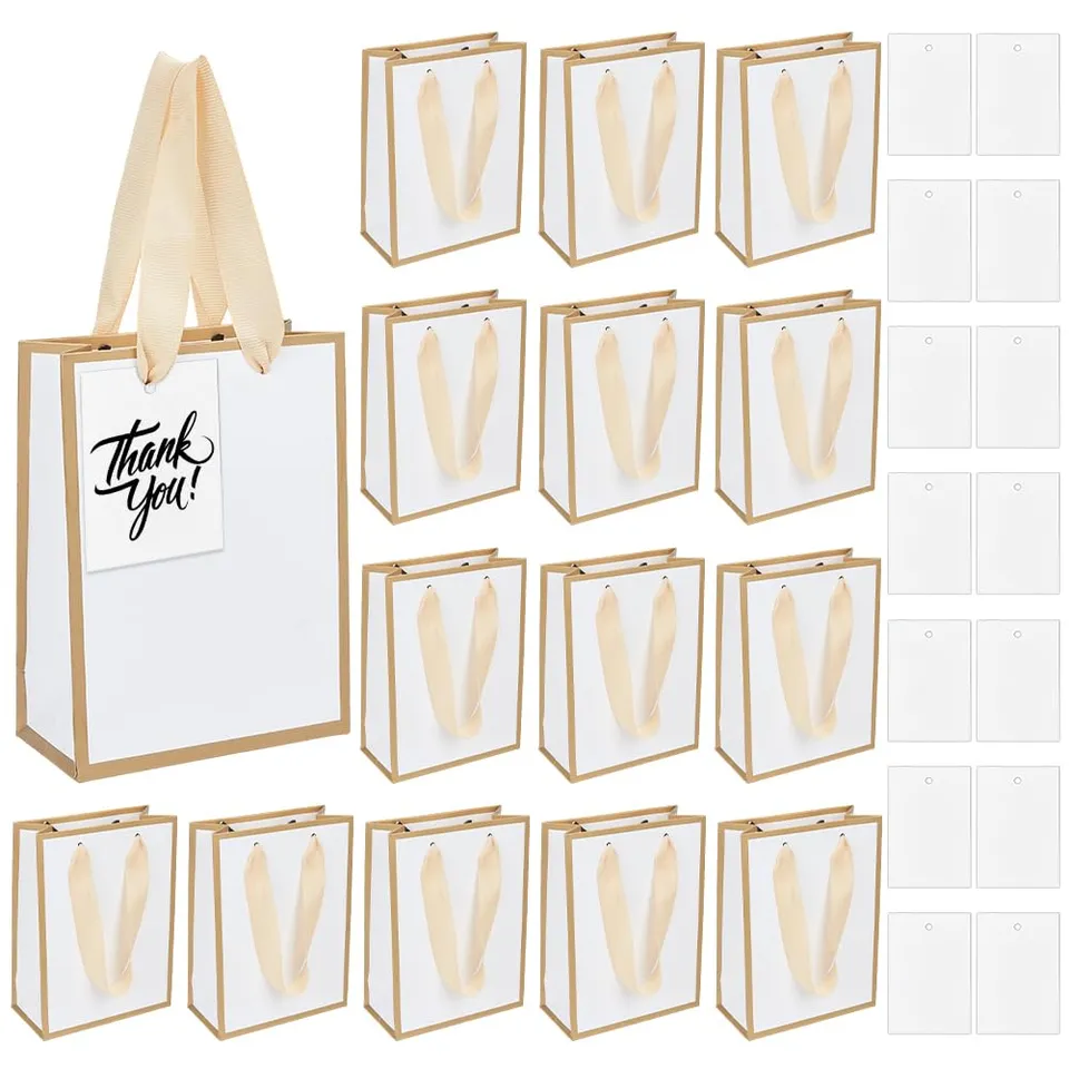 BENECREAT Mini Sacs Cadeau Goldenrod 12 cm avec Étiquettes x60