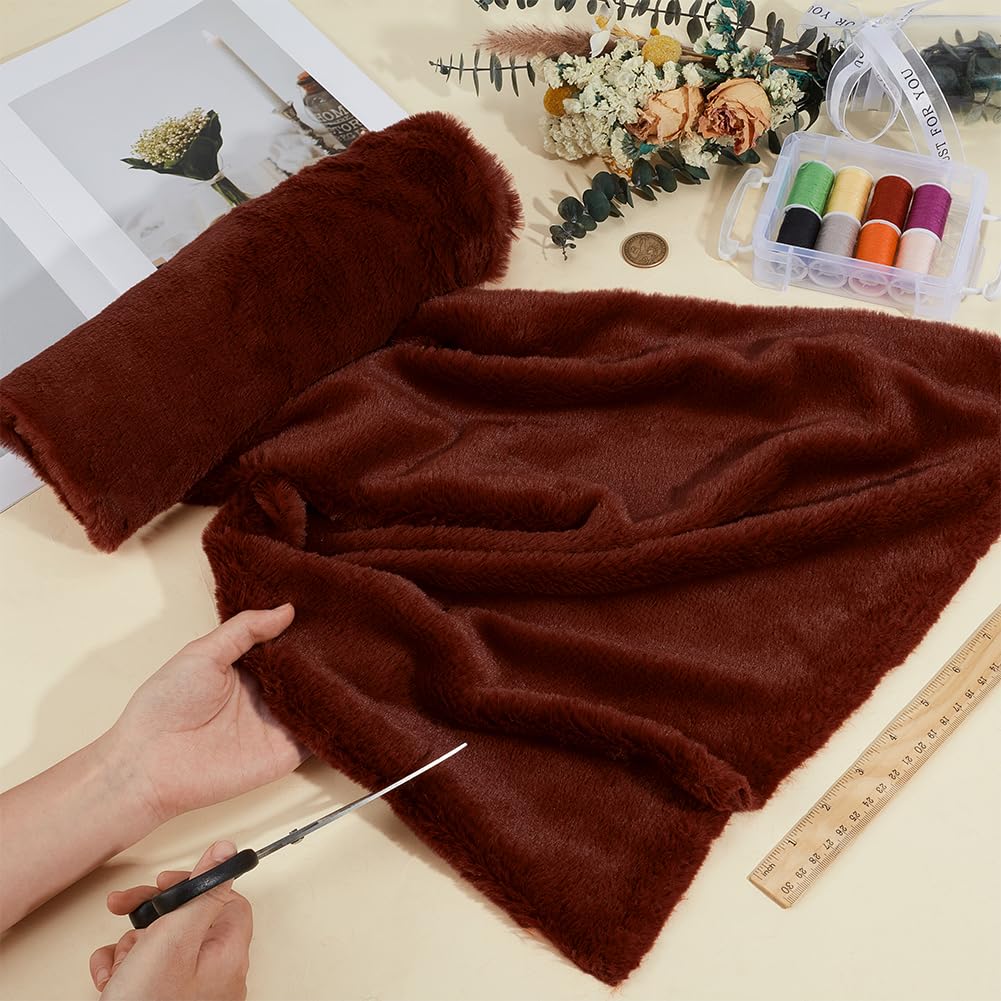 BENECREAT tissu fausse fourrure marron 50x160cm