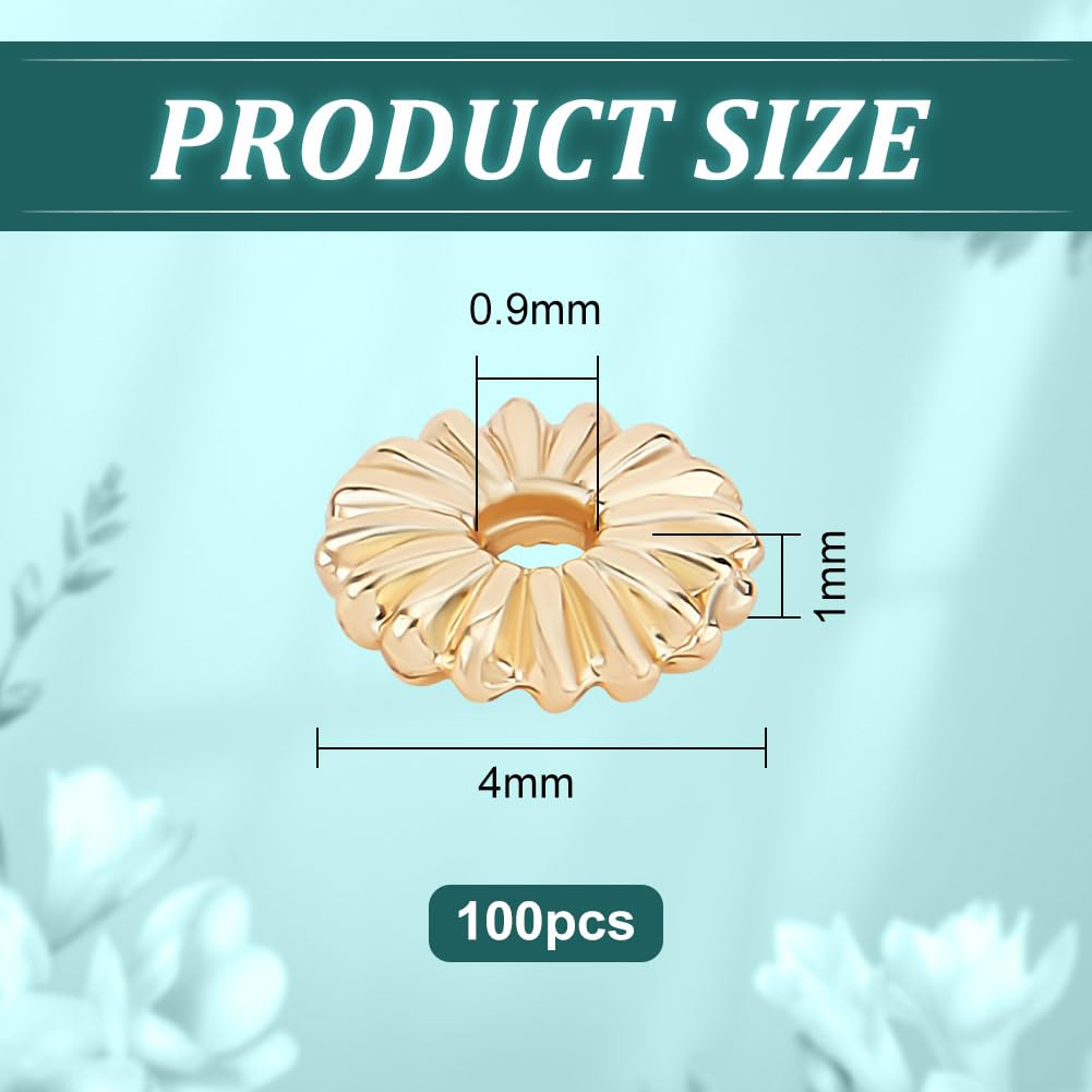 BENECREAT perles marguerite dorées 14K 4mm 100 pcs