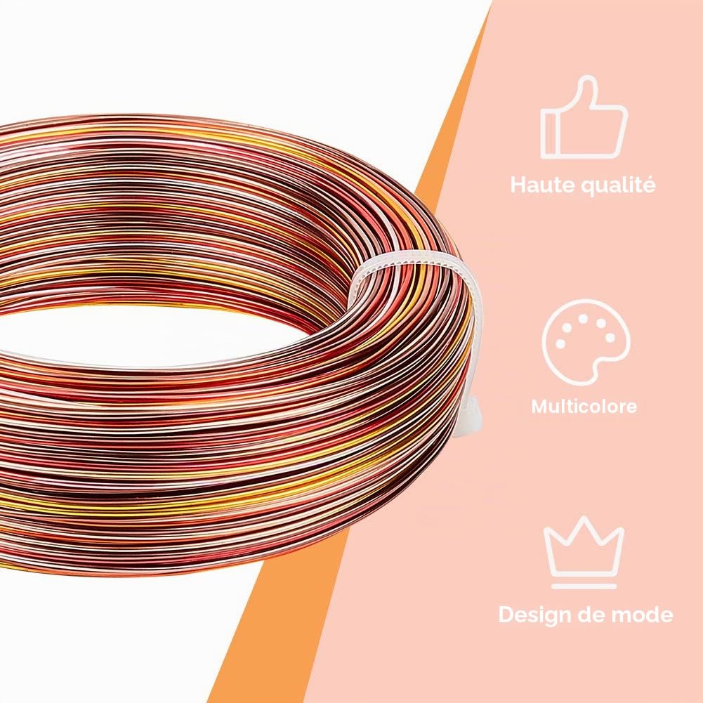 BENECREAT Fil Aluminium Bijoux 1mm 93m 5 Couleurs