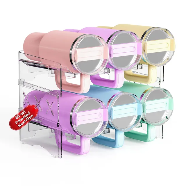 JYPS Porte-bouteilles empilable 2 niveaux 6 bouteilles transparent
