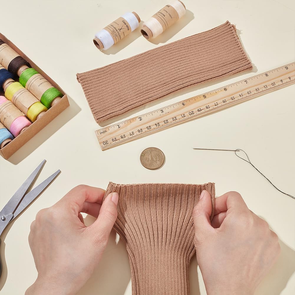 BENECREAT tissu côtes poignets tan 4 pièces polyester