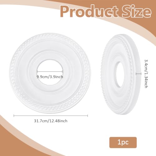 BENECREAT Rosace plafond polyuréthane blanc 317mm trou 99mm