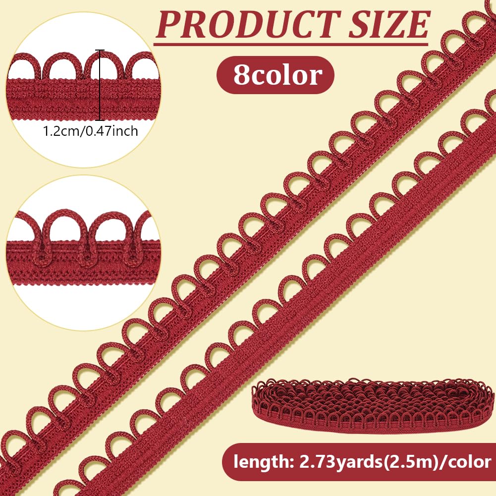 BENECREAT Tresse élastique passementerie 12mm 20m 8 couleurs