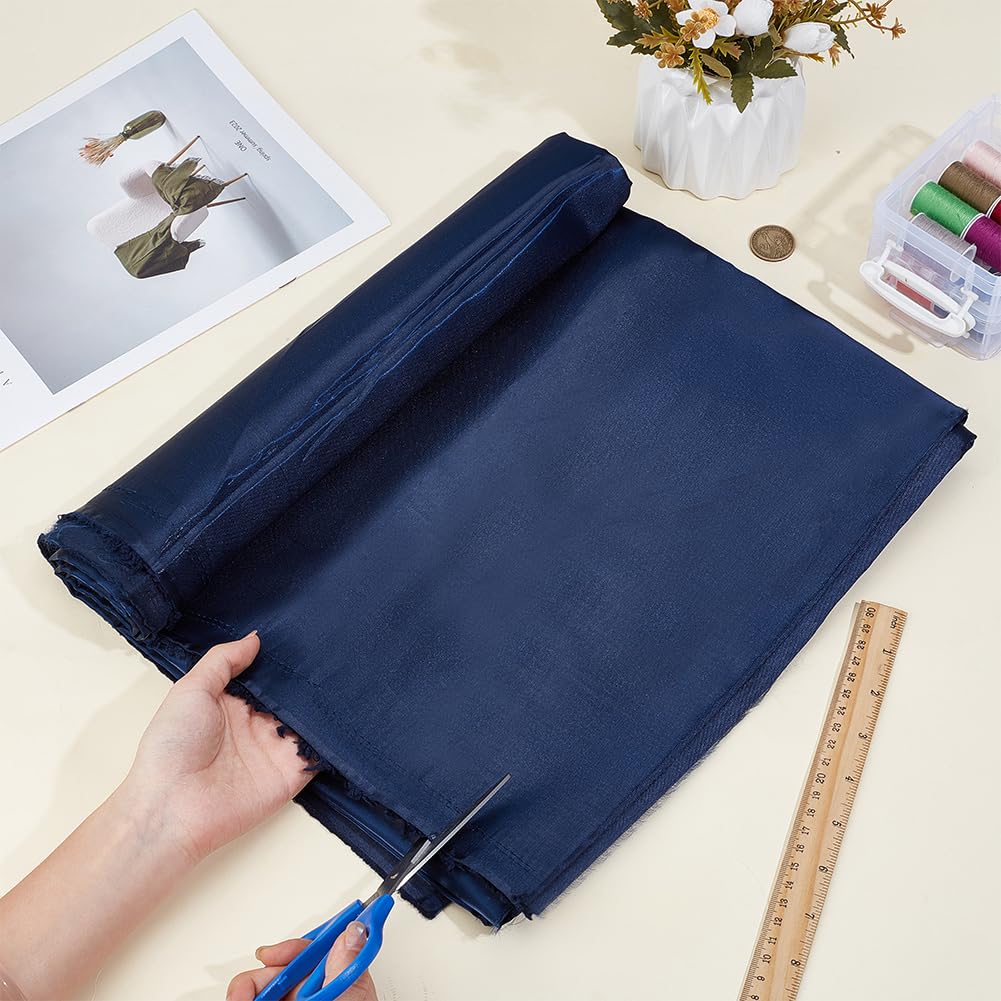 BENECREAT Tissu Satin Bleu Nuit 1,5x1,5m Polyester