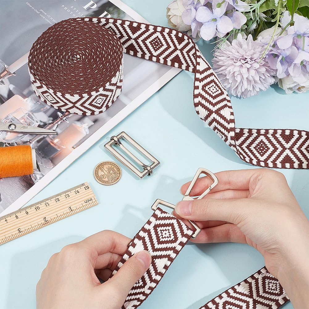 BENECREAT Sangle jacquard brun coco 38 mm 4,5 m