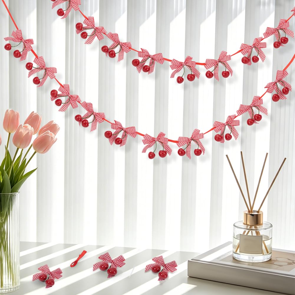 BENECREAT Cerise et Nœud décoration suspendue FireBrick 24 pcs
