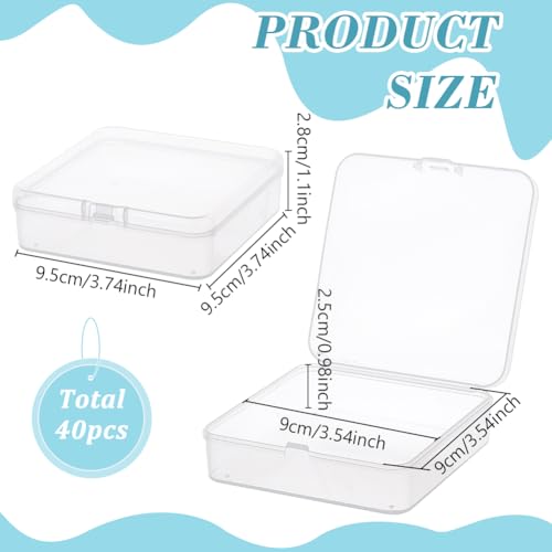 BENECREAT Mini boîtes carrées 9,5cm transparentes 40 pcs