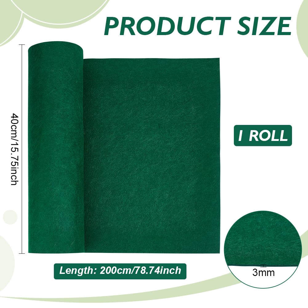 BENECREAT Rouleau Feutre Vert 2 m x 40 cm 3 mm