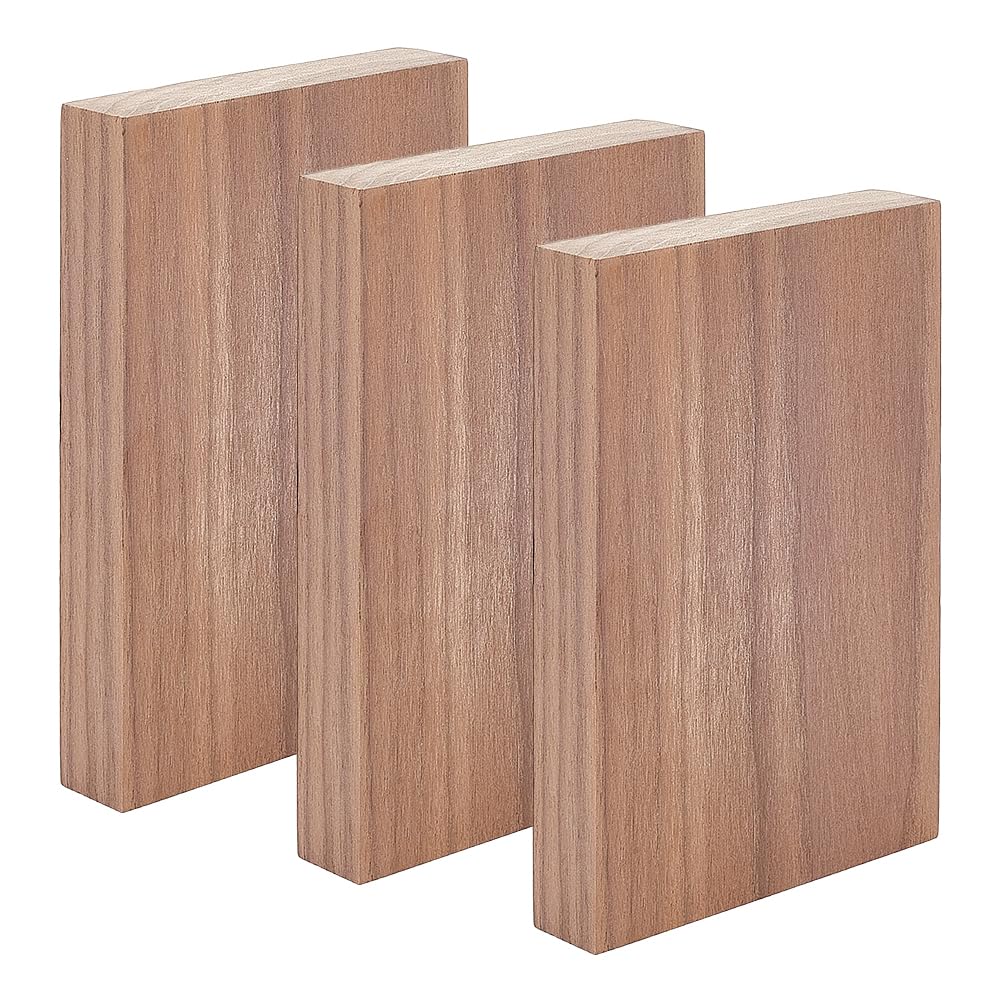 BENECREAT Bloc Bois Noyer Sculpture Brut 100mm Lot de 3