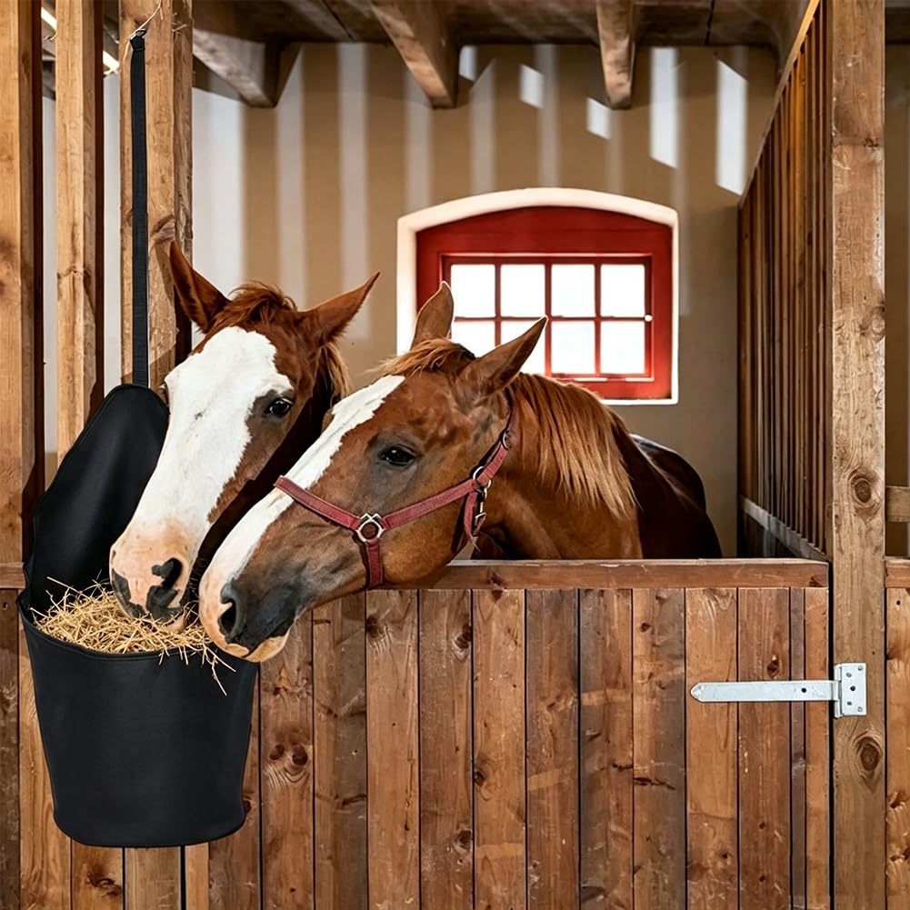 BENECREAT sac nourriture cheval nylon noir 4 pcs
