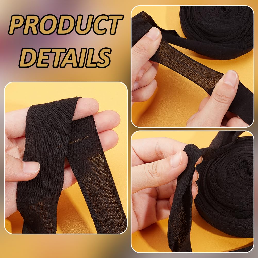 BENECREAT biais coton noir pli simple 30mm 13m