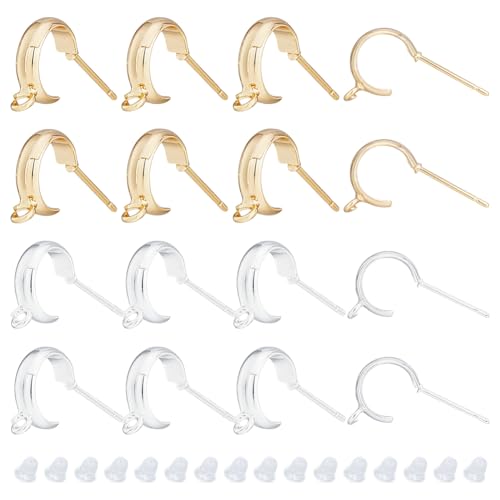 BENECREAT Clous Boucles d'Oreilles tiges laiton doré argent x16