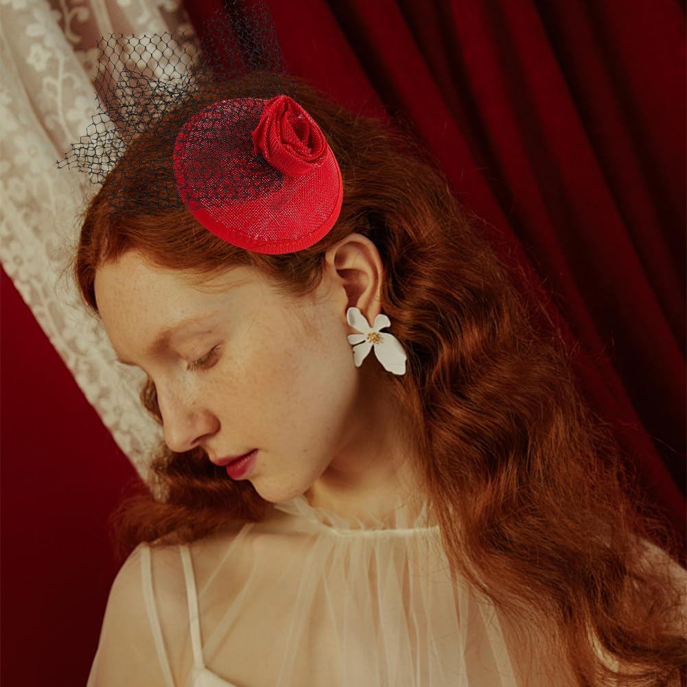 BENECREAT bases fascinator rondes brique de feu 12,8 cm lot 4