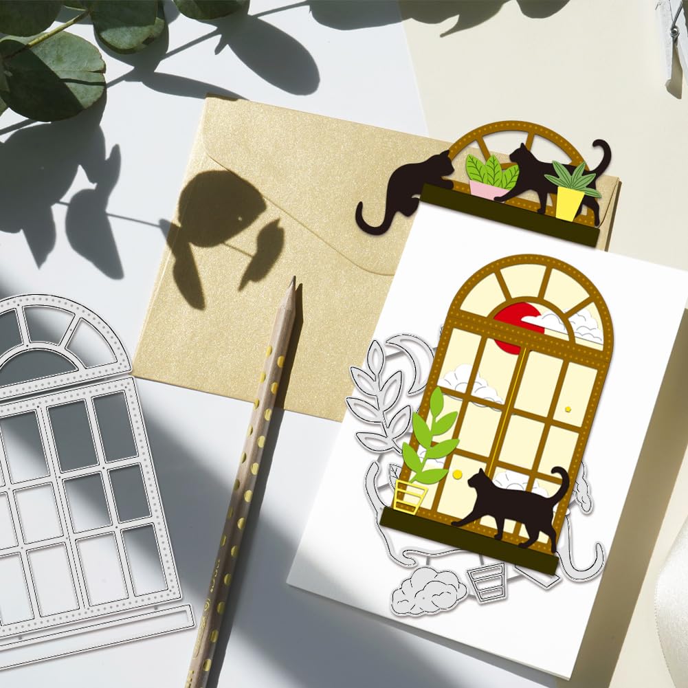BENECREAT fenêtre chat dies scrapbooking lot de 2