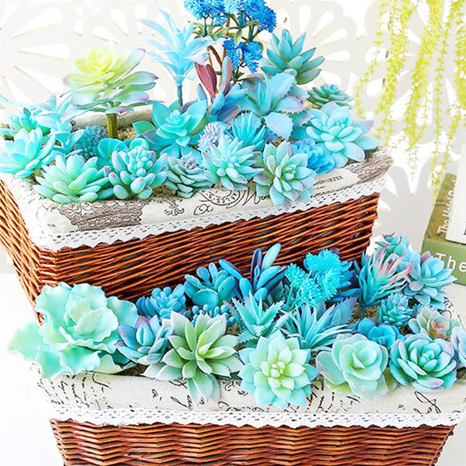 Cayway plantes succulentes artificielles Style 11 bleu 21 pcs