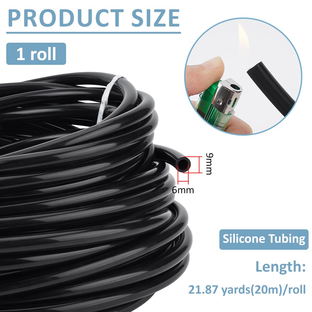 BENECREAT tuyau silicone noir 6x9mm 20m souple