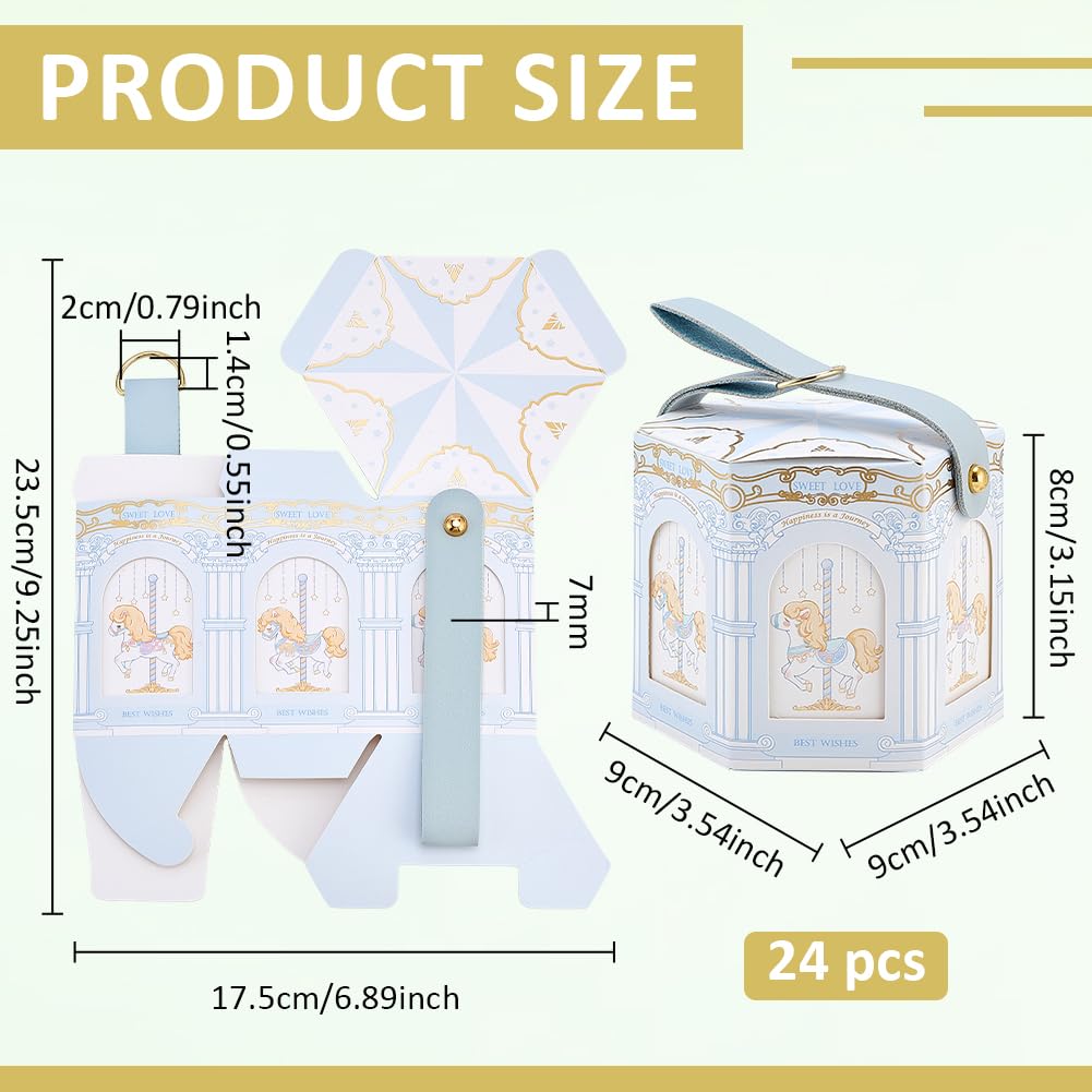 BENECREAT Carrousel Boîte Cadeau Hexagonale Blanche 24pcs 9x9x8cm