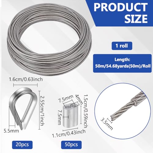 BENECREAT câble acier inox 3,5mm 50m guirlande extérieur