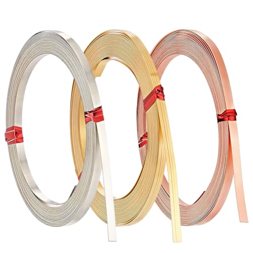 BENECREAT Fil Cuivre Plat 3x0.2mm Fil Bijoux 18m 3 Couleurs
