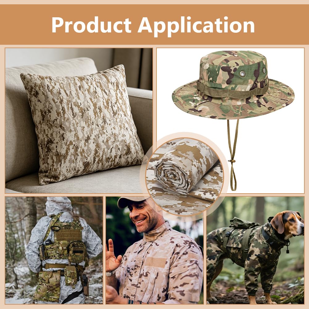 BENECREAT tissu camouflage désert polyester 200x160cm sable