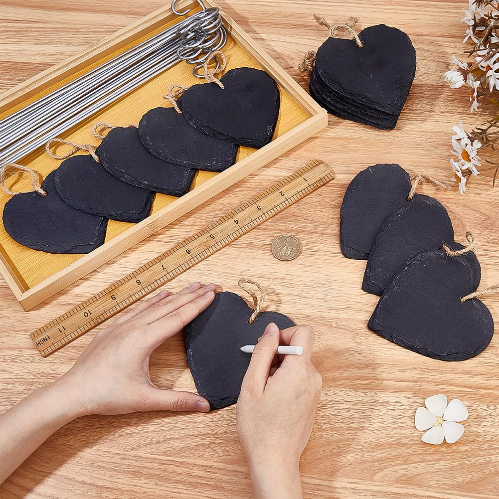 BENECREAT étiquettes plantes ardoise cœur x15 + stylo