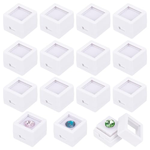 BENECREAT boîtes gemmes blanches acrylique 2cm 36 pcs