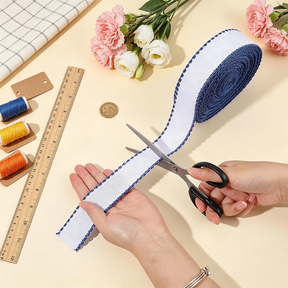 BENECREAT Ruban Aïda broderie 13,5 m bleu Prusse 35 mm