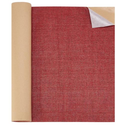 BENECREAT Patch Lin Auto-Adhésif Rouge Foncé 2m Canapé