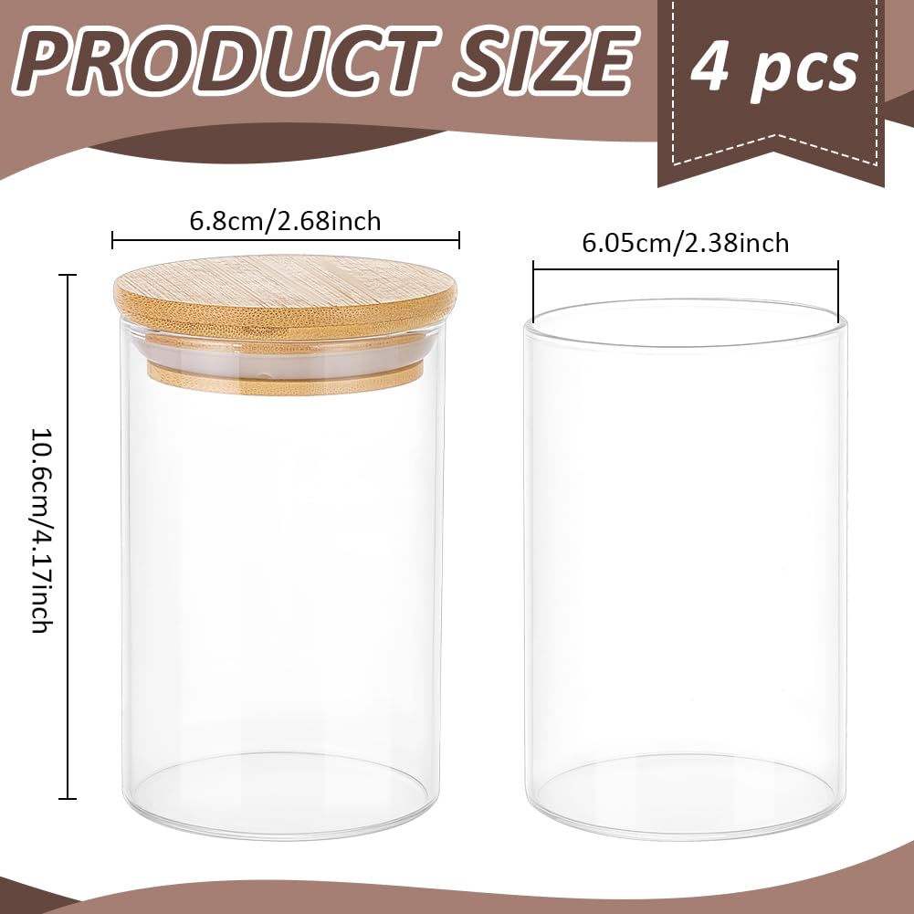 BENECREAT bocaux verre 300ml couvercle bois 4 pièces