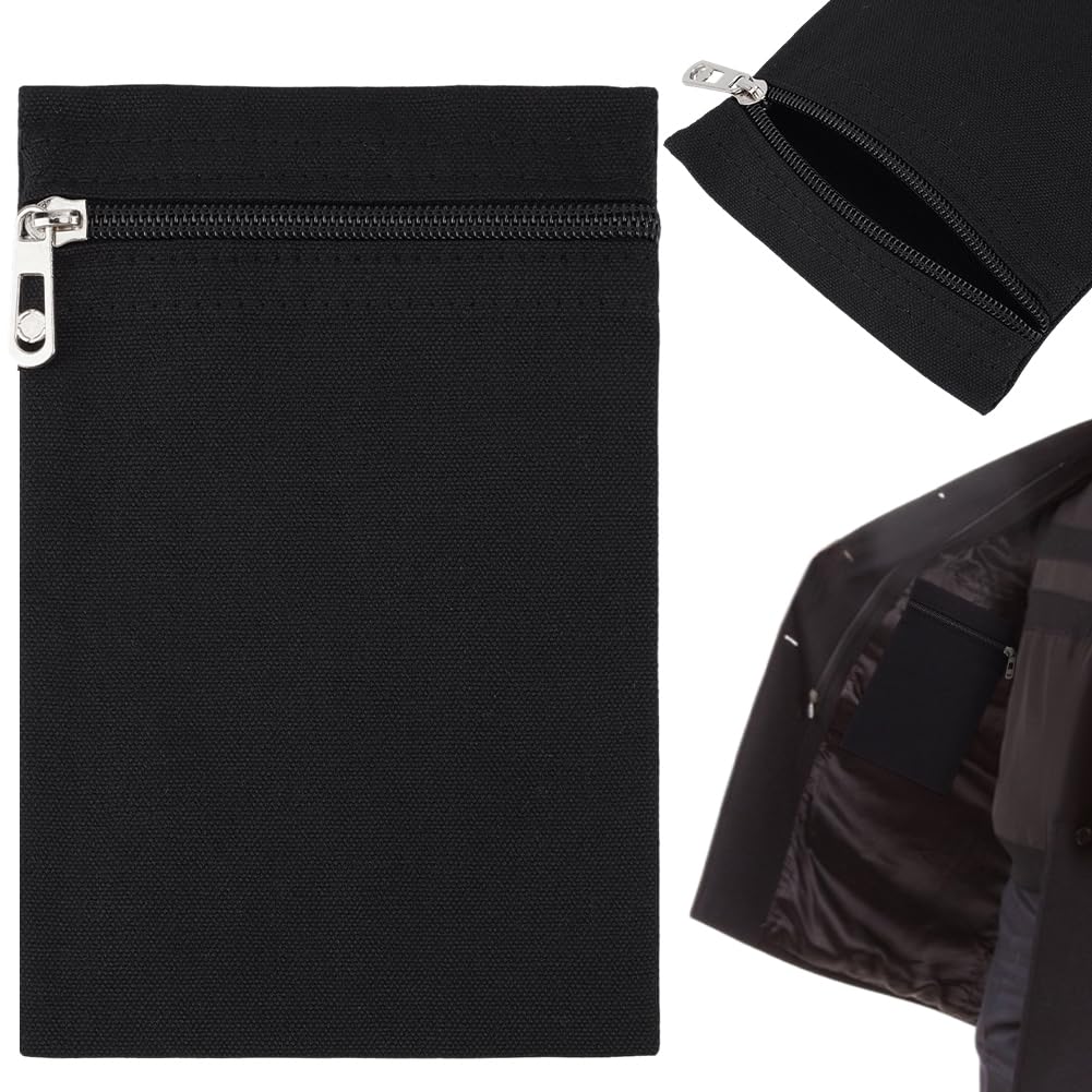 BENECREAT poches zip à coudre toile noire 12,5 cm lot 2