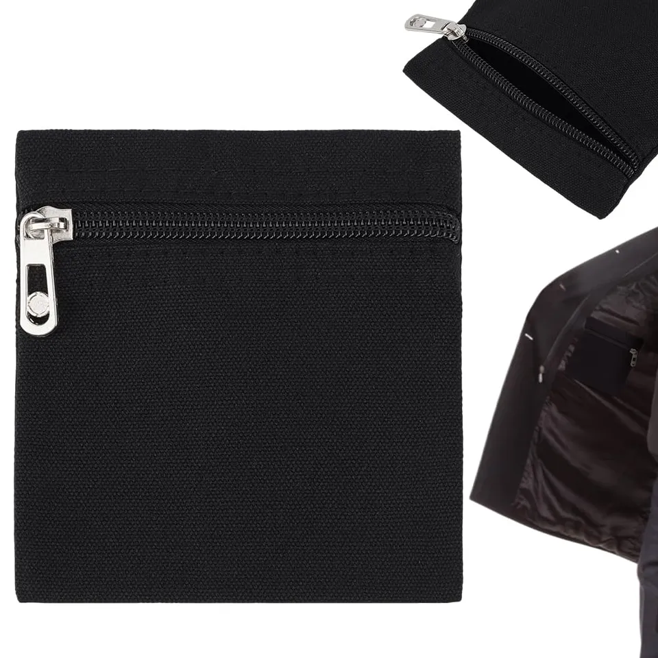 BENECREAT poches zip à coudre toile noire 12,5 cm lot 2